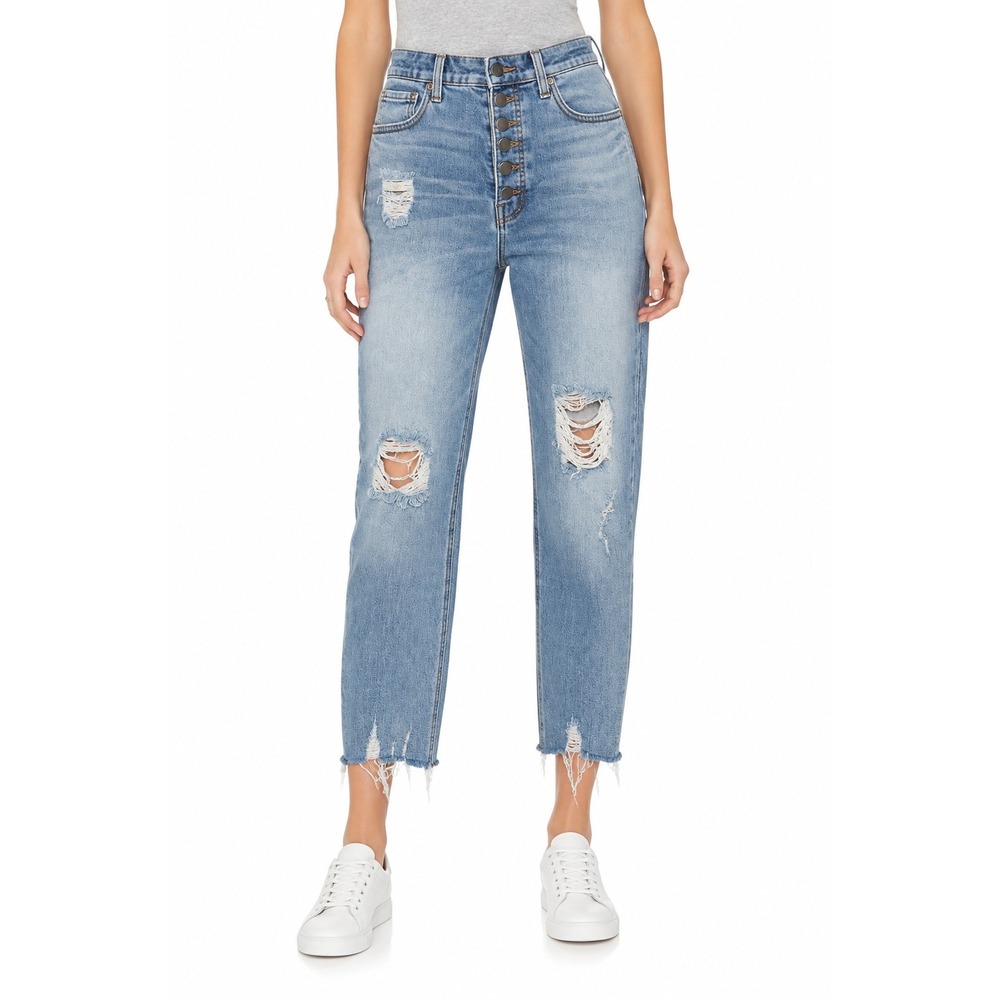 Kut from the Kloth Rachael Mom Fab Ab Jeans Women 10 Blue High Rise Distressed